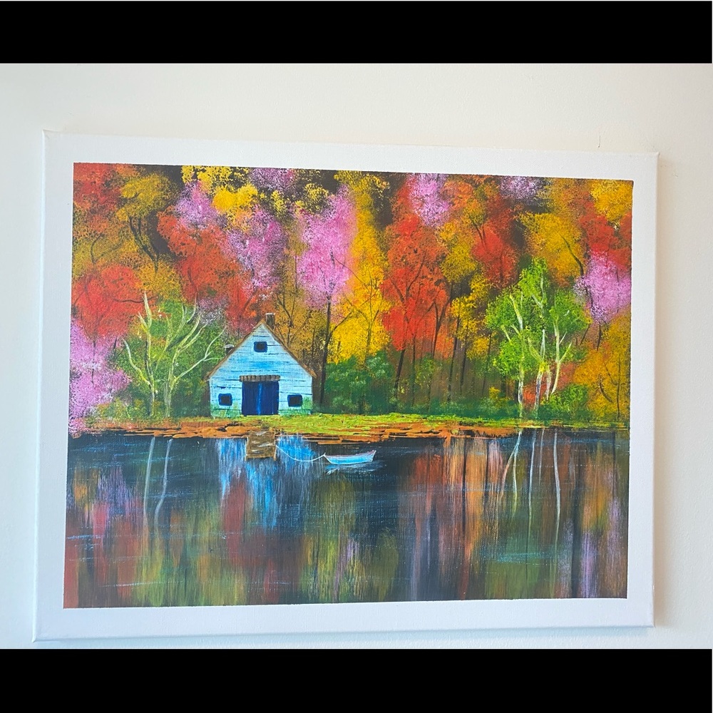 Lake house fall painting